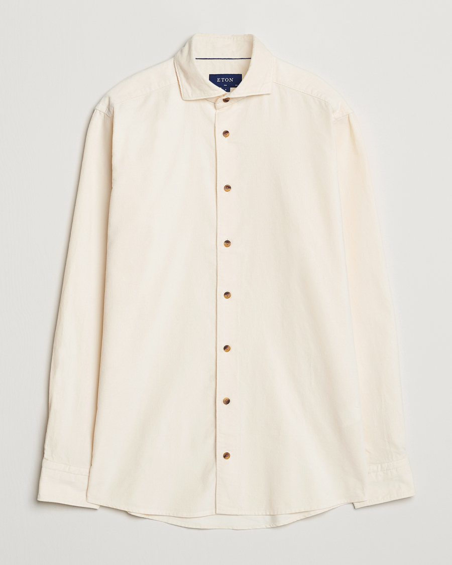 Homme | Chemises | Eton | Slim Fit Fine Wale Corduroy Shirt Off White