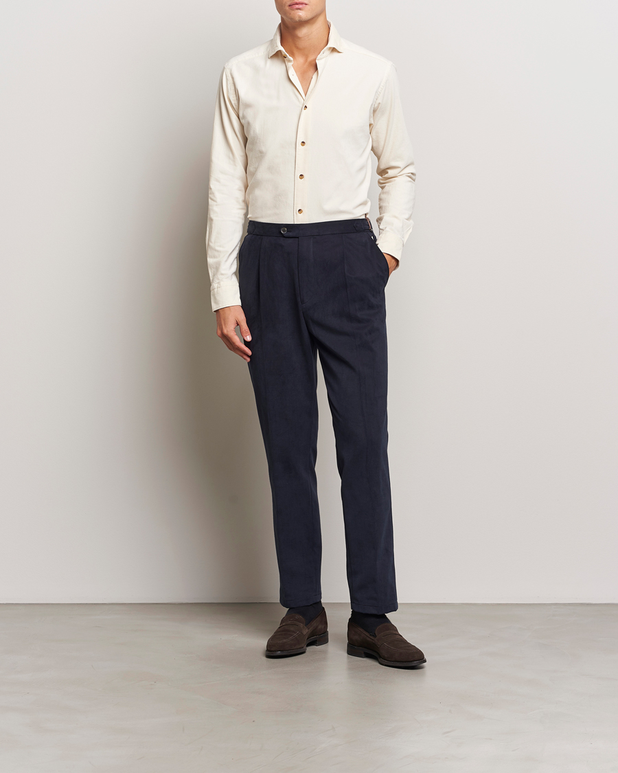 Homme | Chemises | Eton | Slim Fit Fine Wale Corduroy Shirt Off White
