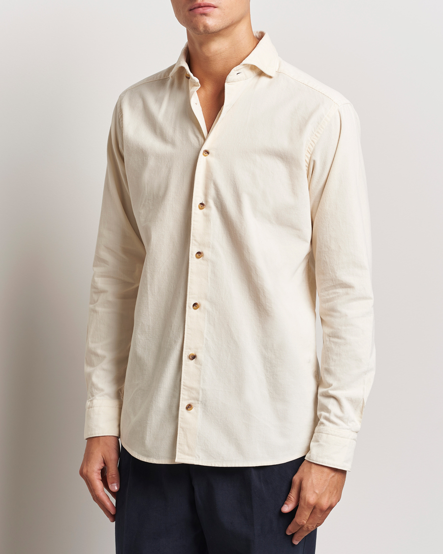 Homme | Chemises | Eton | Slim Fit Fine Wale Corduroy Shirt Off White