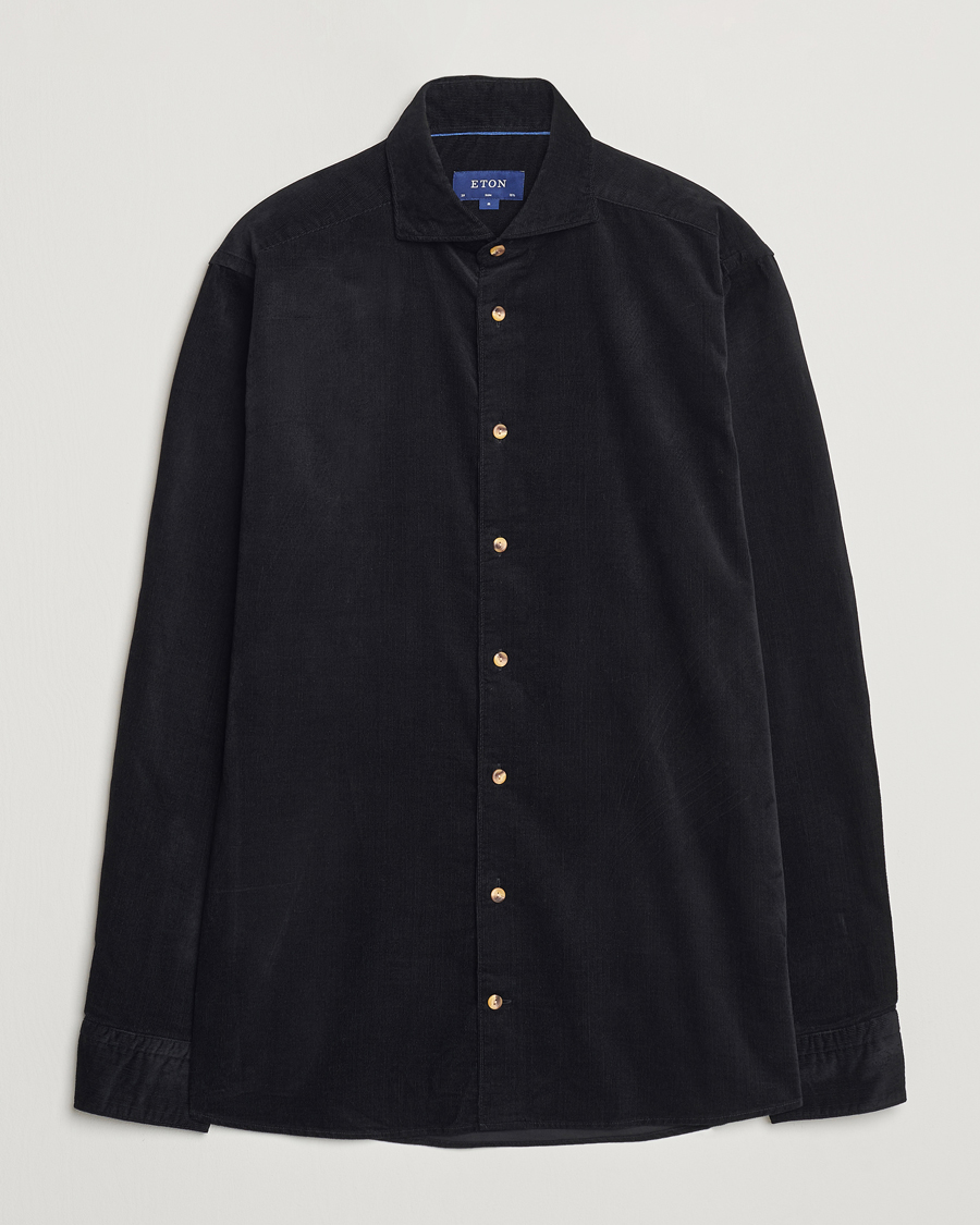 Homme | Chemises | Eton | Slim Fit Fine Wale Corduroy Shirt Black