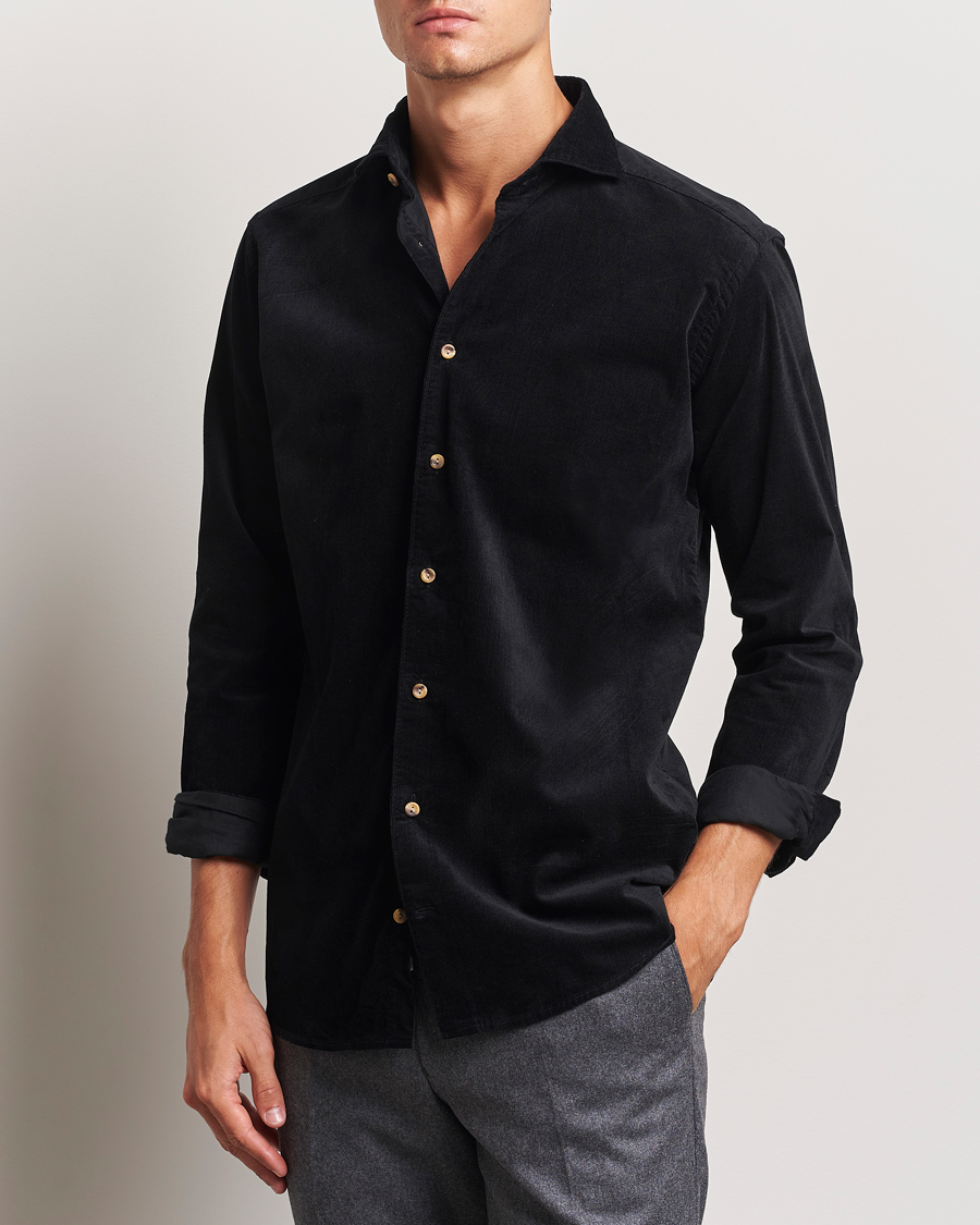 Homme | Chemises | Eton | Slim Fit Fine Wale Corduroy Shirt Black