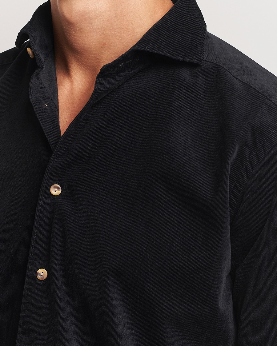 Homme | Chemises | Eton | Slim Fit Fine Wale Corduroy Shirt Black