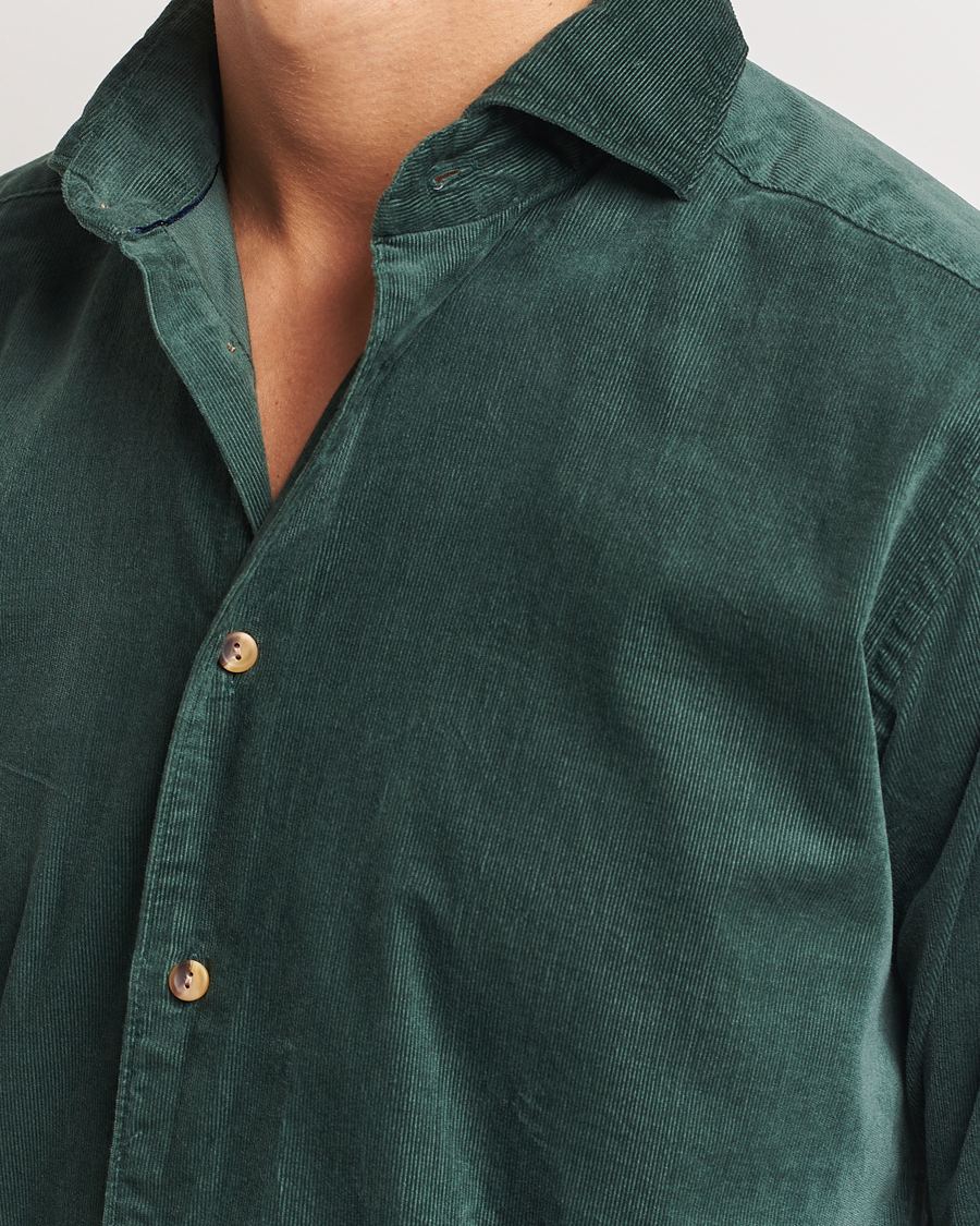 Homme | Chemises | Eton | Slim Fit Fine Wale Corduroy Shirt Dark Green