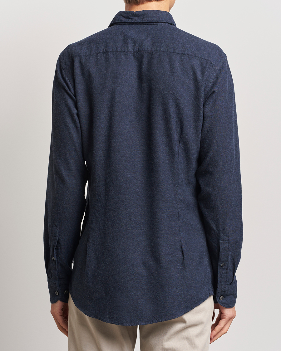 Homme | Chemises | Eton | Slim Fit Twill Flannel Shirt Navy Blue