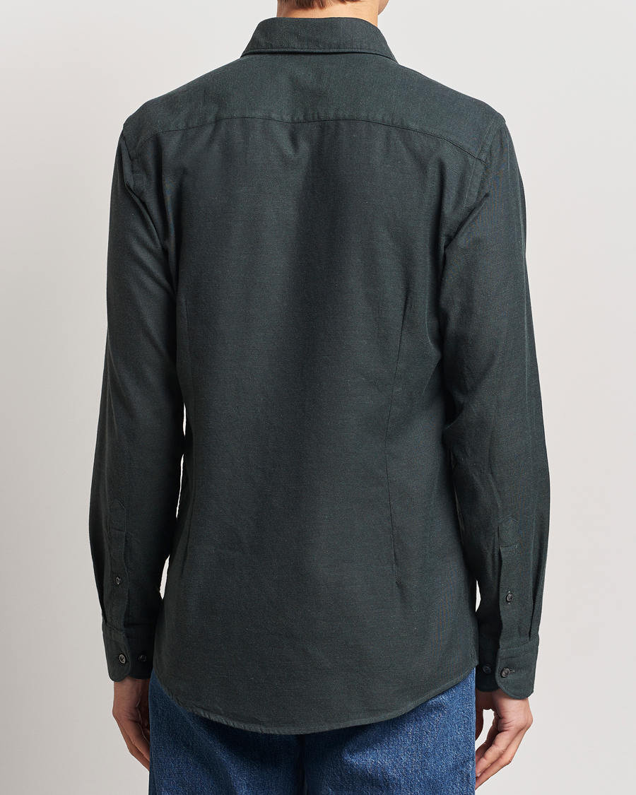 Homme | Chemises | Eton | Slim Fit Twill Flannel Shirt Dark Green
