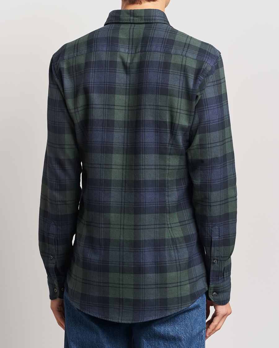Homme | Chemises | Eton | Slim Fit Checked Flannel Shirt Dark Green