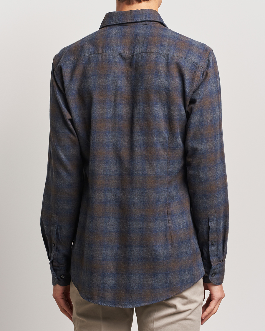 Homme | Chemises | Eton | Slim Fit Checked Flannel Shirt Navy Blue