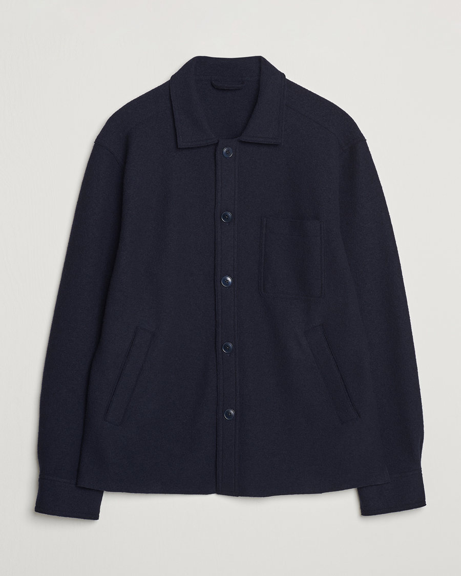 Homme | Chemises | Eton | Boiled Wool Overshirt Navy Blue