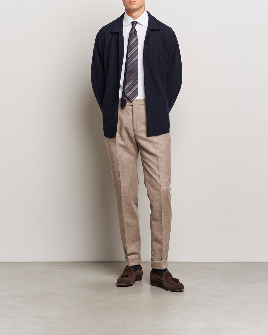 Homme | Chemises | Eton | Boiled Wool Overshirt Navy Blue