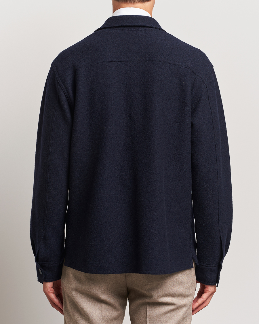 Homme | Chemises | Eton | Boiled Wool Overshirt Navy Blue