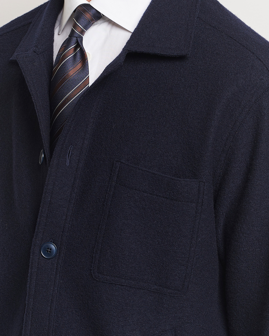 Homme | Chemises | Eton | Boiled Wool Overshirt Navy Blue