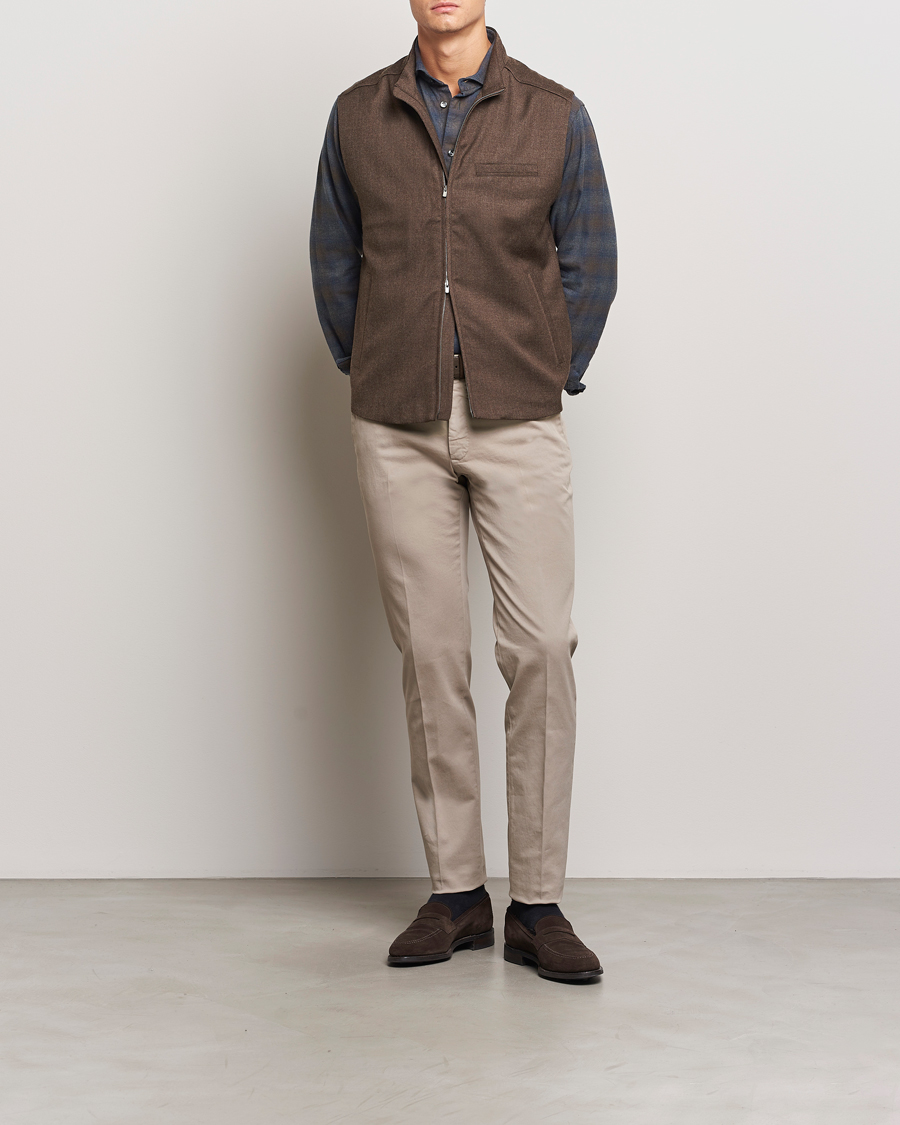 Homme | Manteaux Et Vestes | Eton | Wool Flannel Vest Dark Brown