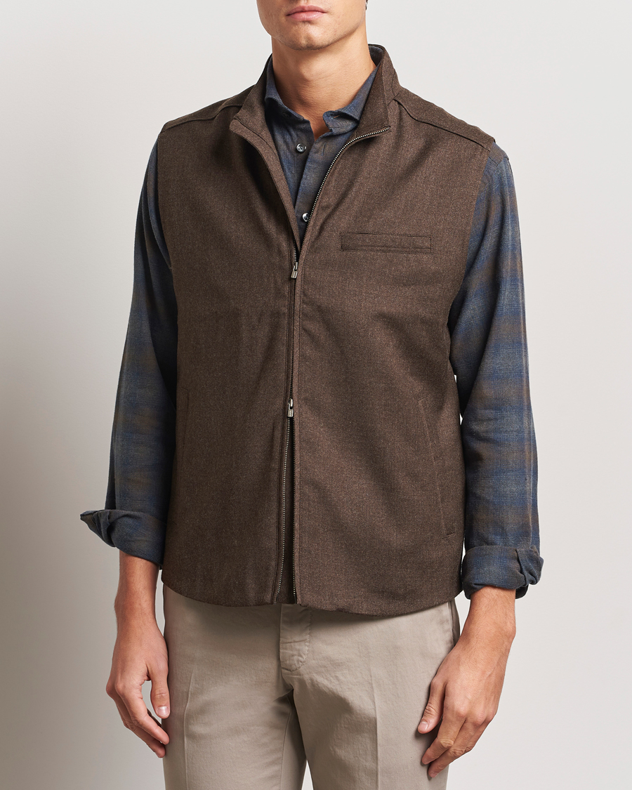 Homme | Manteaux Et Vestes | Eton | Wool Flannel Vest Dark Brown