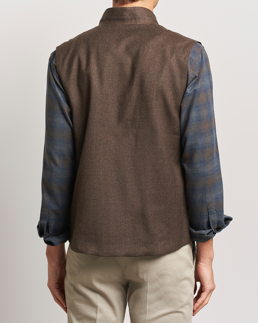Homme | Manteaux Et Vestes | Eton | Wool Flannel Vest Dark Brown