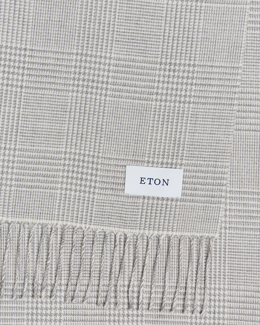 Homme | Eton Merino Wool Prince Of Wales Scarf Grey | Eton | Merino Wool Prince Of Wales Scarf Grey