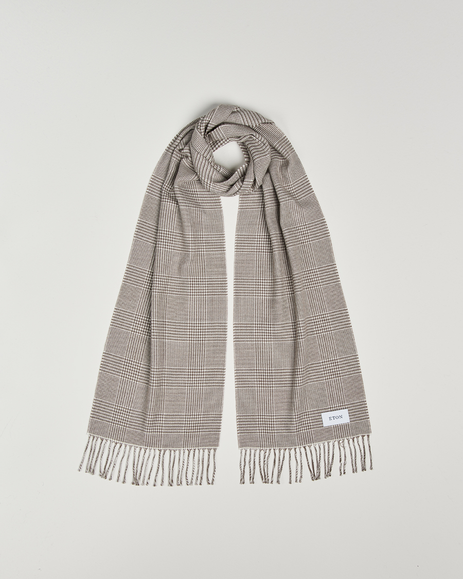 Homme | Eton Merino Wool Prince Of Wales Scarf Beige | Eton | Merino Wool Prince Of Wales Scarf Beige