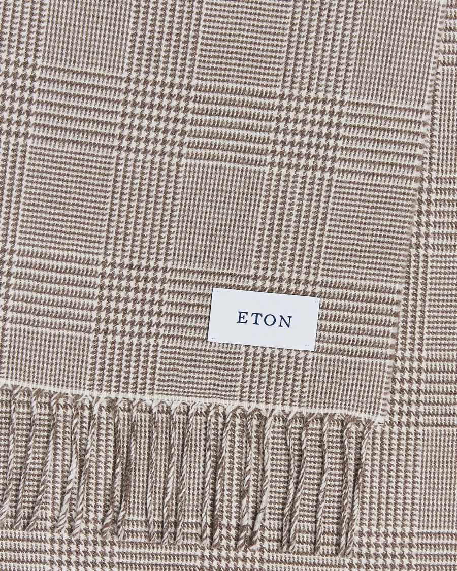 Homme | Eton Merino Wool Prince Of Wales Scarf Beige | Eton | Merino Wool Prince Of Wales Scarf Beige