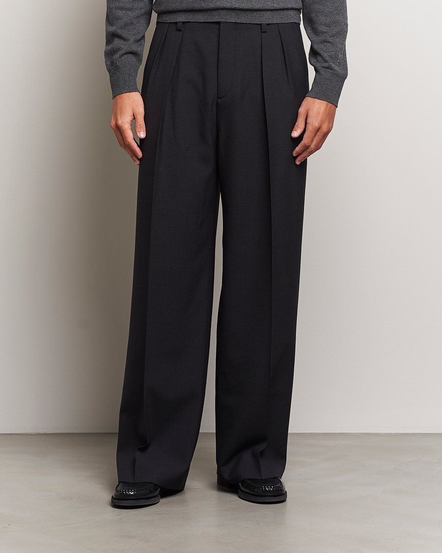 Homme | Pantalons | Filippa K | Milo Wide Wool Trousers Black