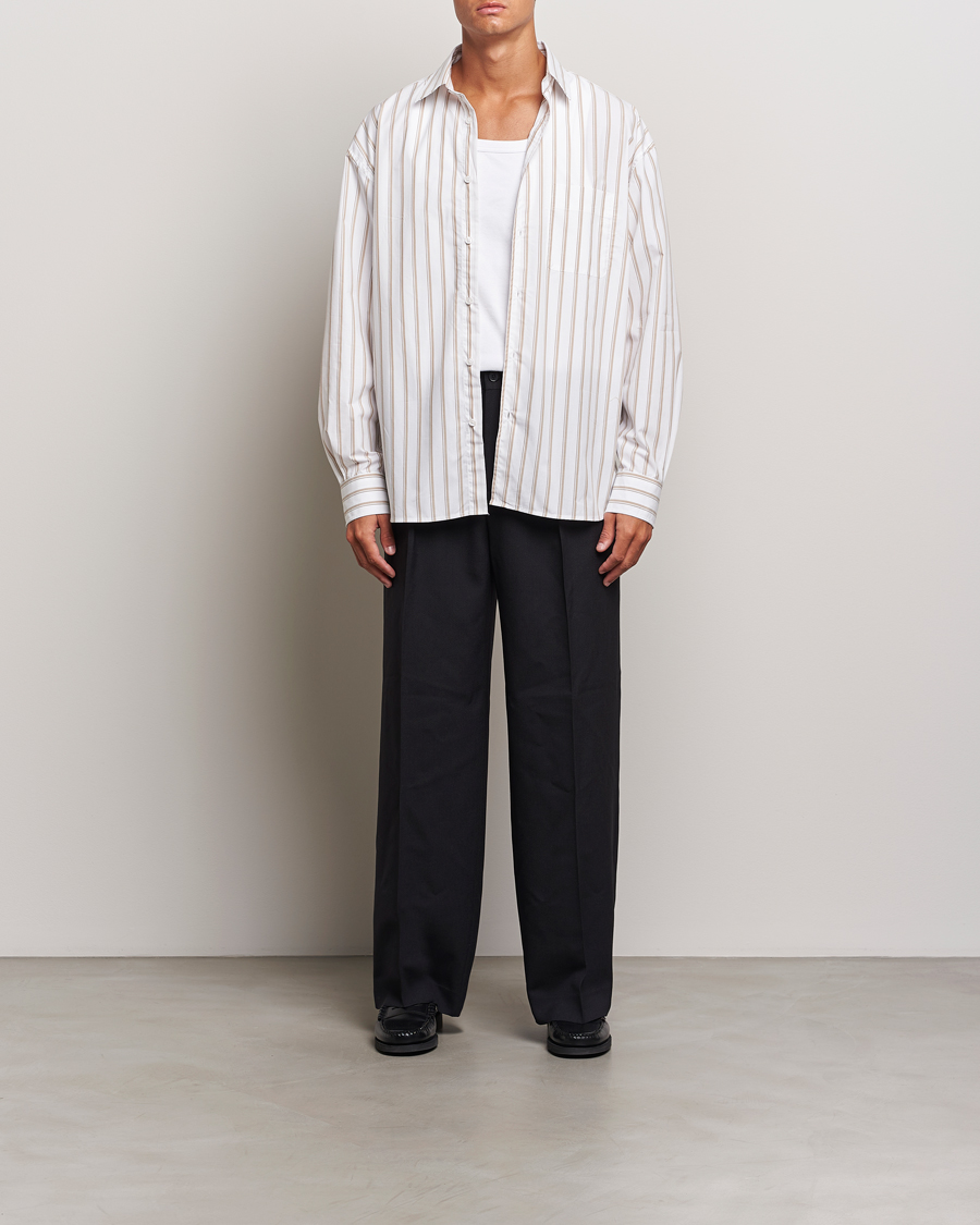 Homme | Chemises | Filippa K | Classic Relaxed Striped Shirt Light Brown/Canvas Beige