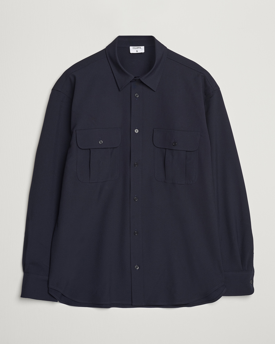 Homme | Chemises | Filippa K | Relaxed Flannel Patch Pocket Shirt Navy