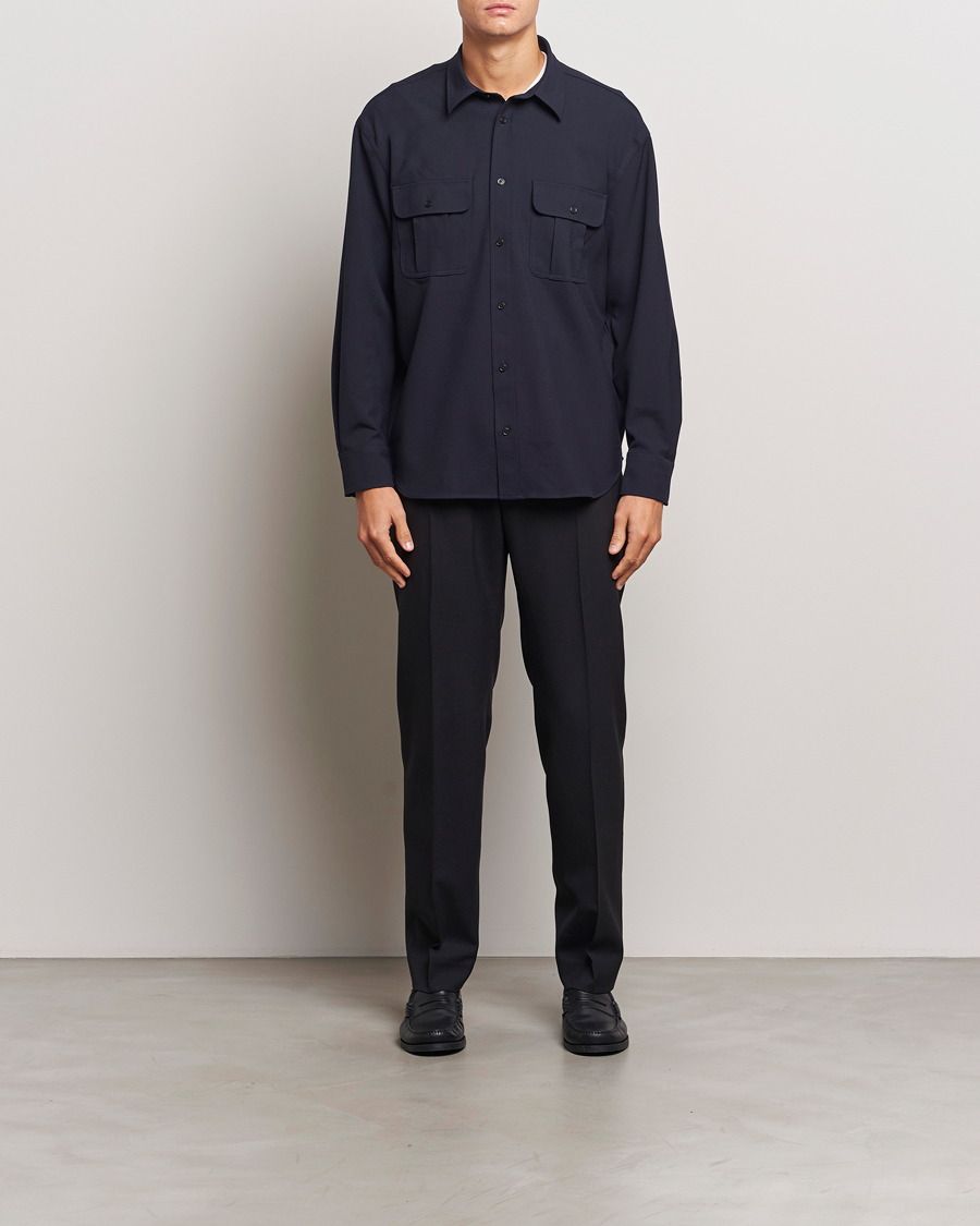 Homme | Chemises | Filippa K | Relaxed Flannel Patch Pocket Shirt Navy