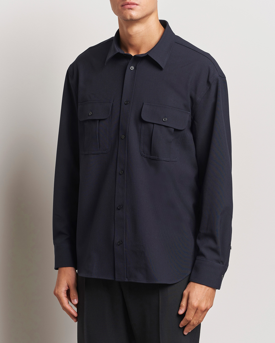 Homme | Chemises | Filippa K | Relaxed Flannel Patch Pocket Shirt Navy