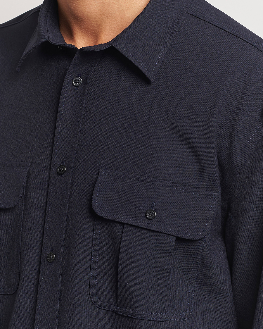 Homme | Chemises | Filippa K | Relaxed Flannel Patch Pocket Shirt Navy