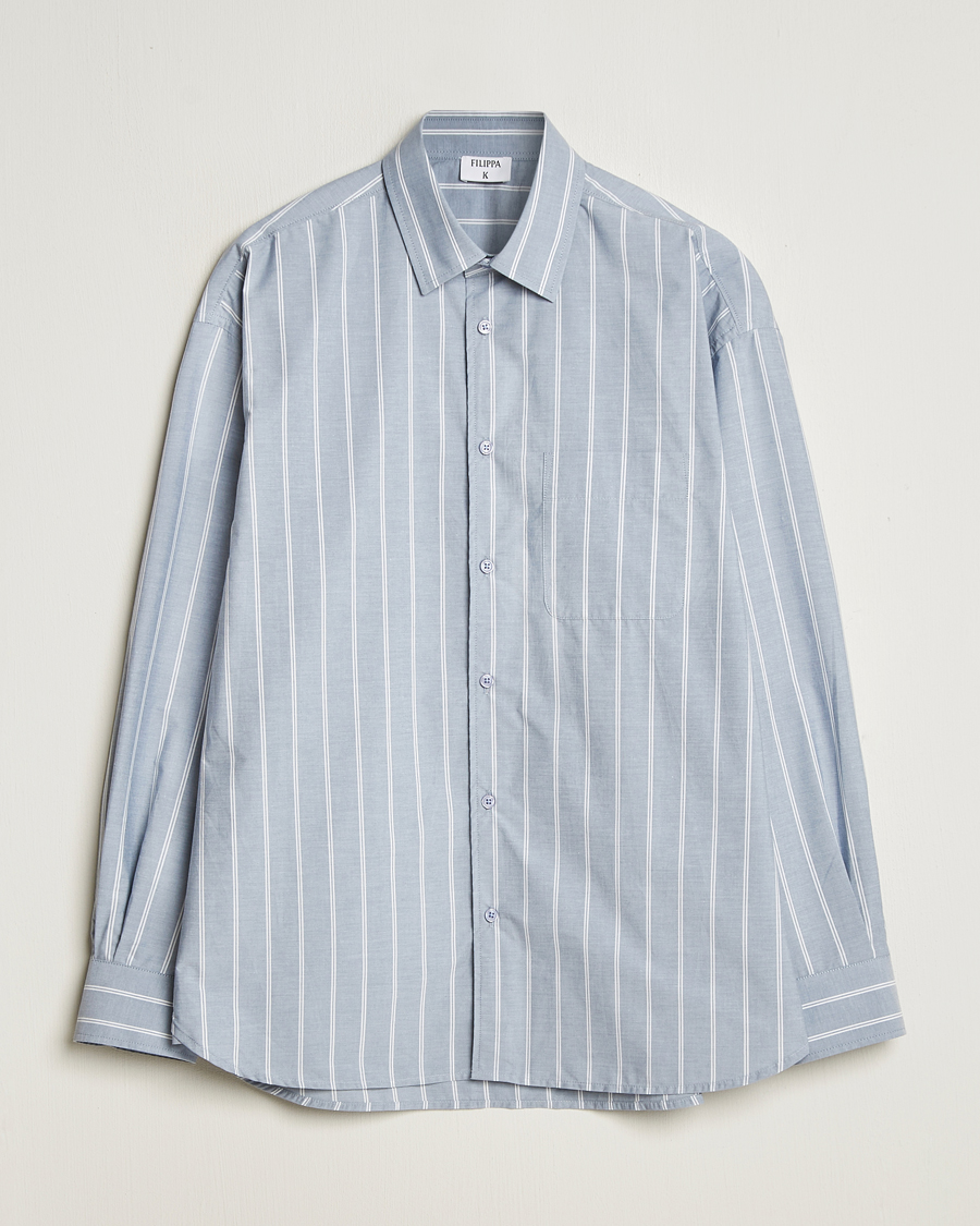 Homme | Chemises | Filippa K | Striped Cotton Poplin Shirt Blue/White