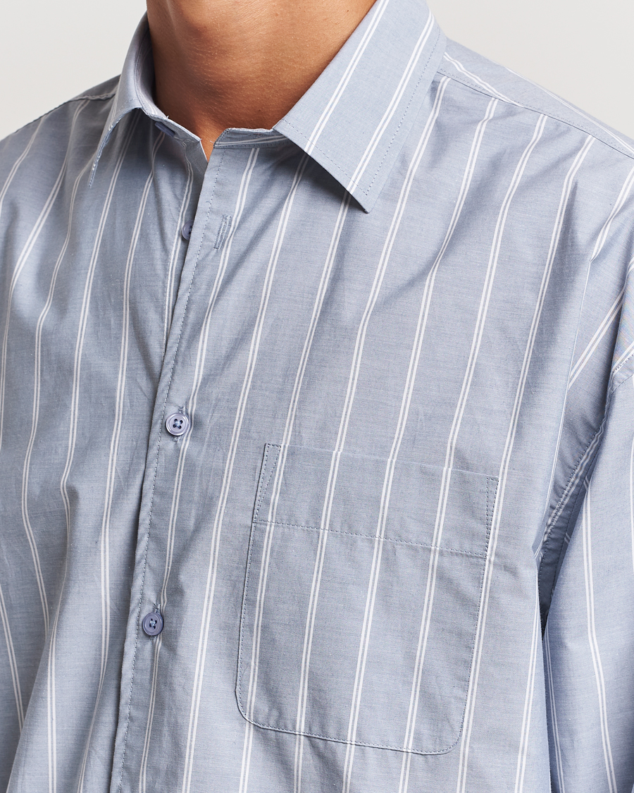 Homme | Chemises | Filippa K | Striped Cotton Poplin Shirt Blue/White