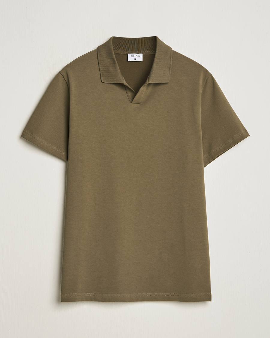 Homme | Polos | Filippa K | Soft Lycra Polo T-Shirt Dark Sage