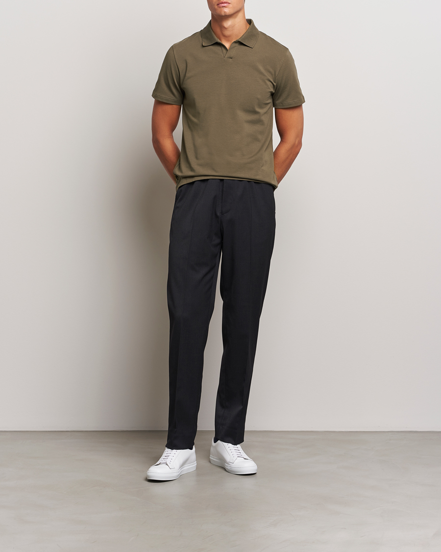 Homme | Polos | Filippa K | Soft Lycra Polo T-Shirt Dark Sage