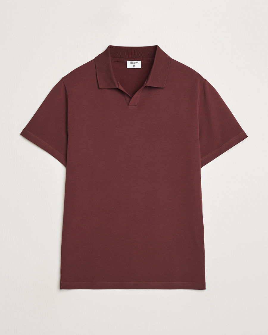 Homme | Polos | Filippa K | Soft Lycra Polo T-Shirt Mahogany Brown