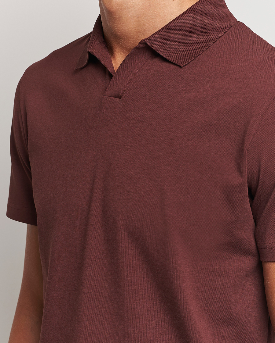 Homme | Polos | Filippa K | Soft Lycra Polo T-Shirt Mahogany Brown