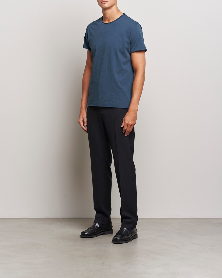 Homme | T-shirts | Filippa K | Roll Neck Crew Neck T-Shirt Dawn Blue