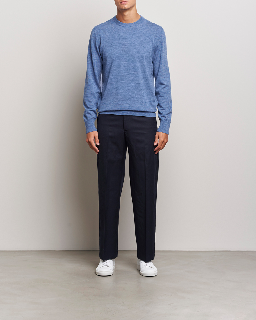 Homme | Pulls Et Tricots | Filippa K | Merino Round Neck Sweater Blue Melange