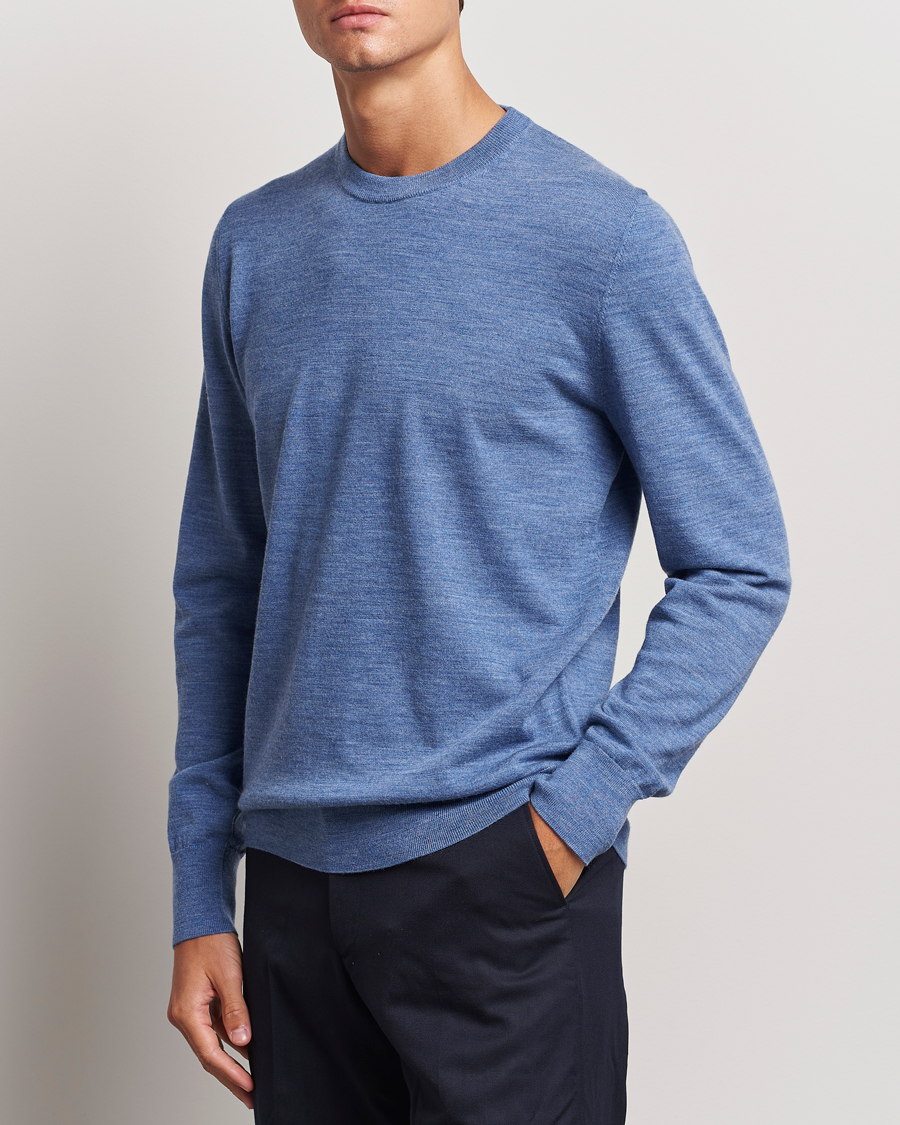 Homme | Pulls Et Tricots | Filippa K | Merino Round Neck Sweater Blue Melange