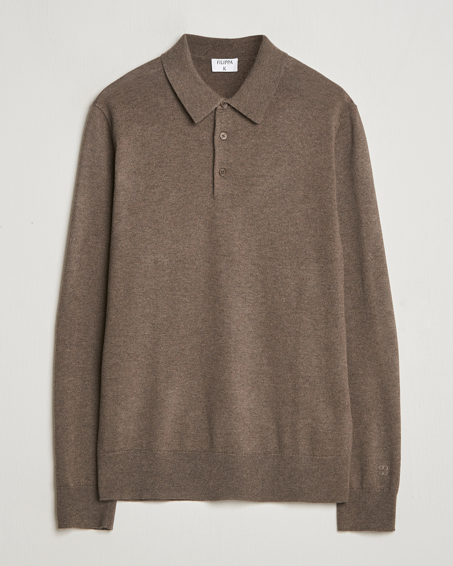 Homme | Pulls Et Tricots | Filippa K | Knitted Polo Shirt Dark Sage Melange