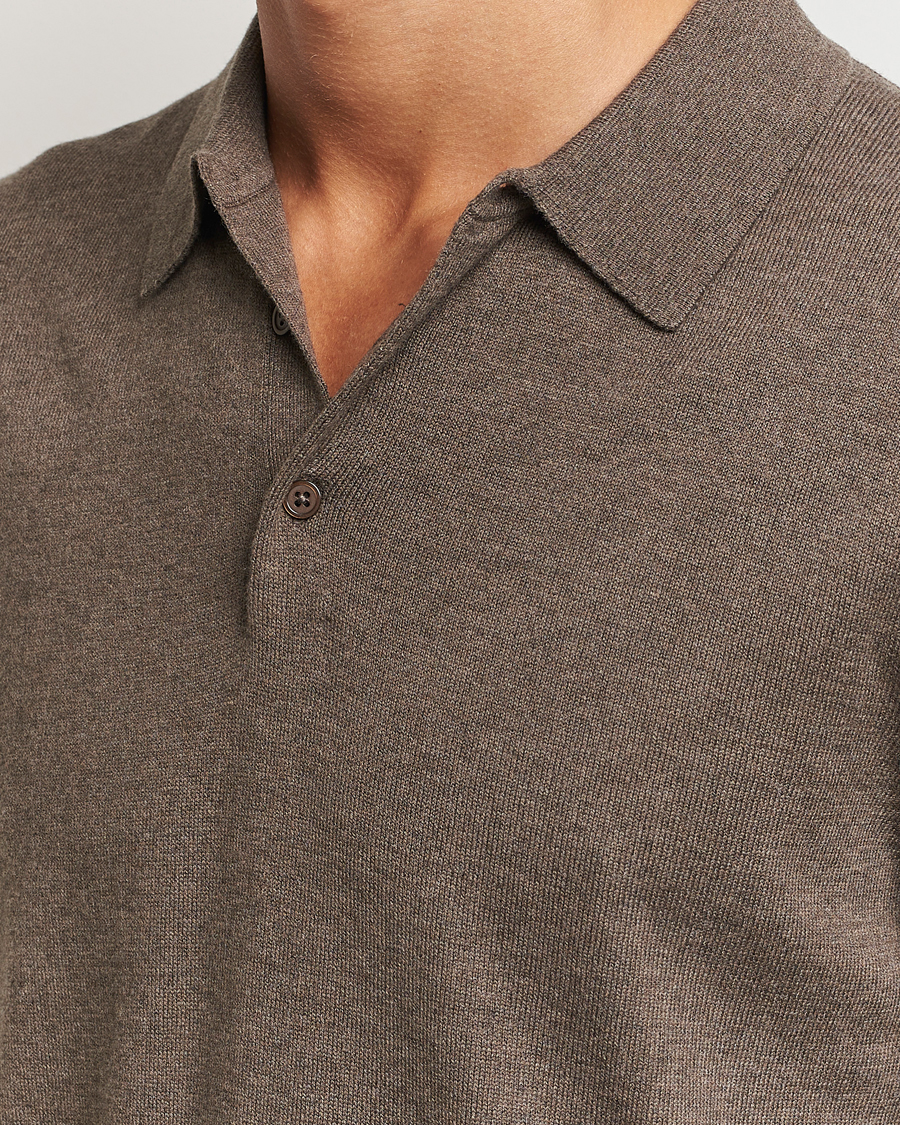 Homme | Pulls Et Tricots | Filippa K | Knitted Polo Shirt Dark Sage Melange