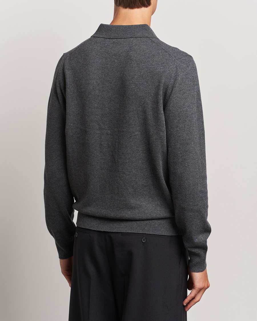 Homme | Pulls Et Tricots | Filippa K | Knitted Polo Shirt Dark Grey Melange