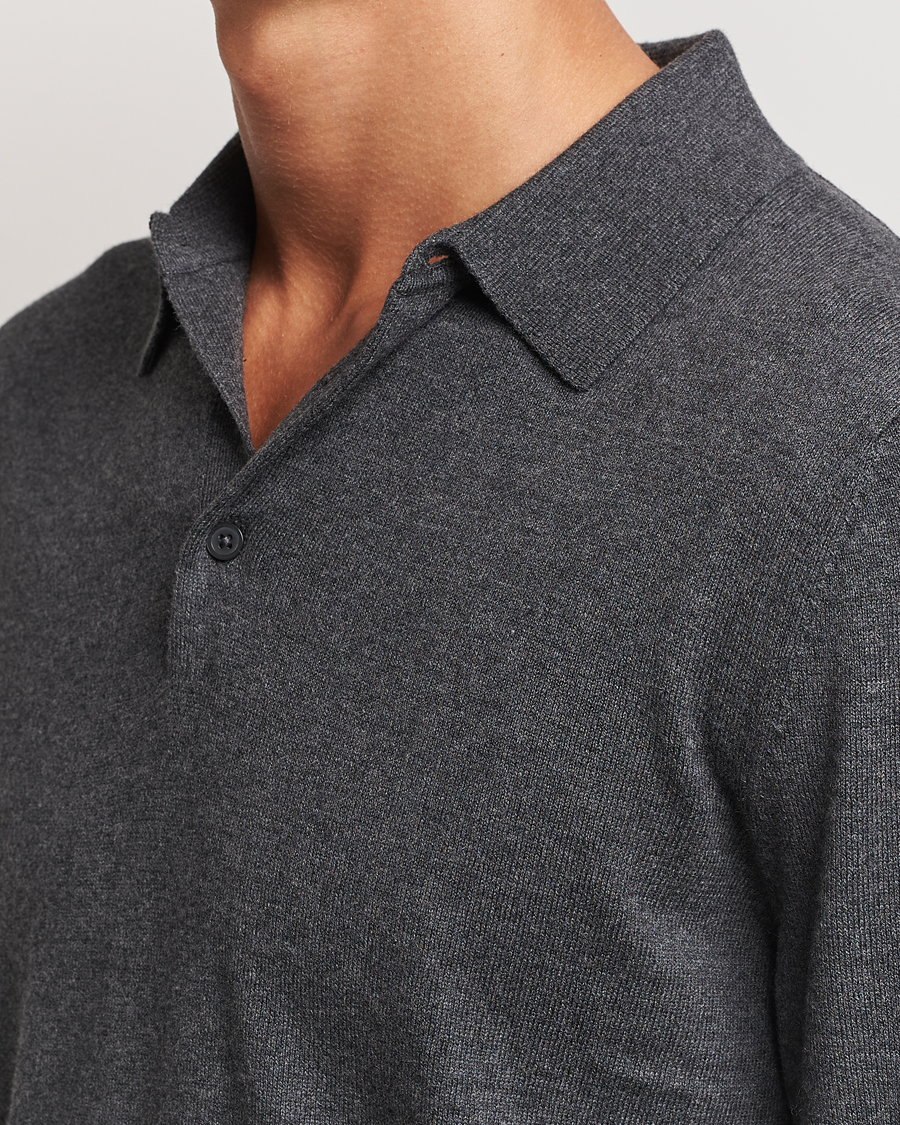Homme | Pulls Et Tricots | Filippa K | Knitted Polo Shirt Dark Grey Melange