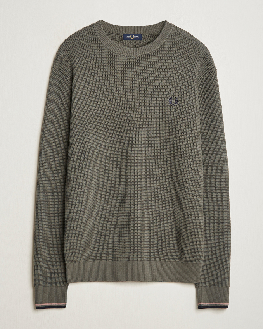 Homme | Pulls Et Tricots | Fred Perry | Waffle Stitch Jumper Field Green