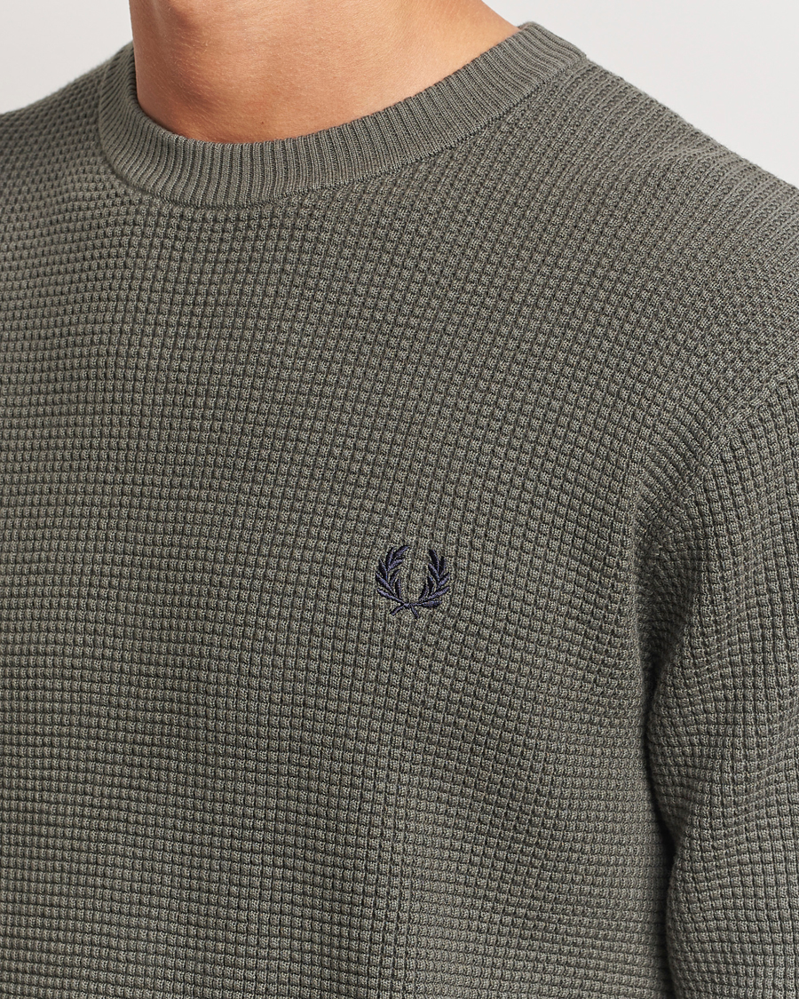 Homme | Pulls Et Tricots | Fred Perry | Waffle Stitch Jumper Field Green