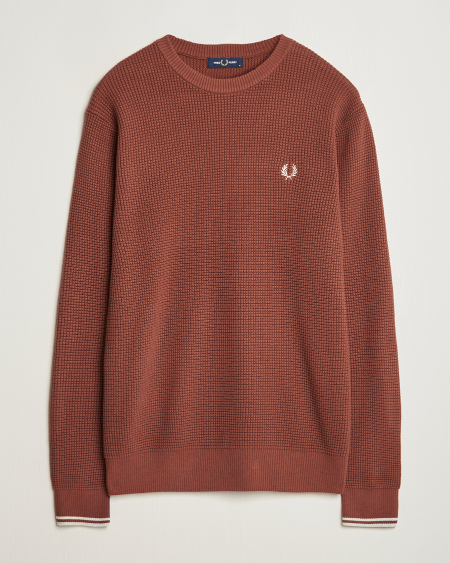 Homme | Pulls Et Tricots | Fred Perry | Waffle Stitch Jumper Whiskey Brown