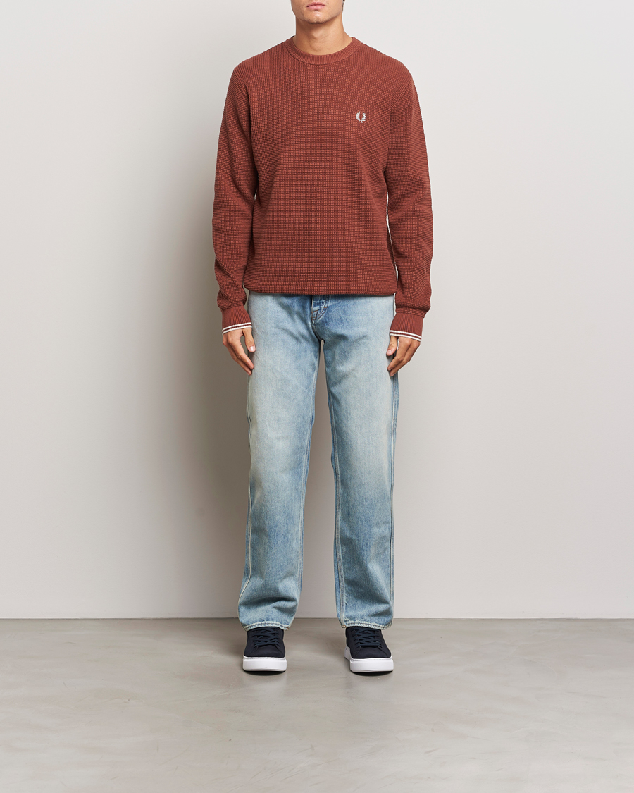 Homme | Pulls Et Tricots | Fred Perry | Waffle Stitch Jumper Whiskey Brown