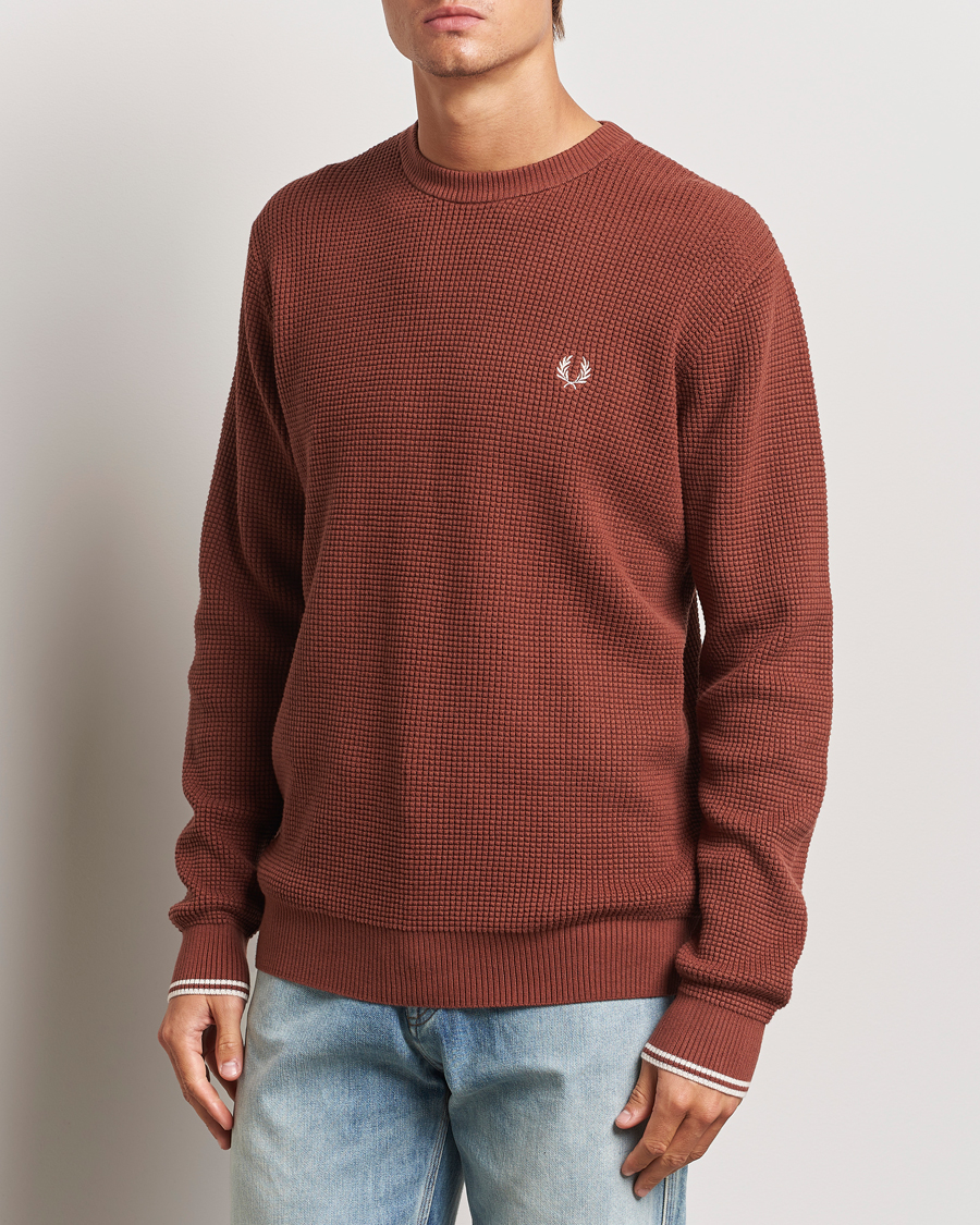 Homme | Pulls Et Tricots | Fred Perry | Waffle Stitch Jumper Whiskey Brown