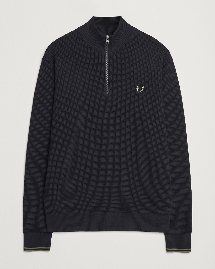 Homme | Pulls Et Tricots | Fred Perry | Waffle Stitch Half Zip Black