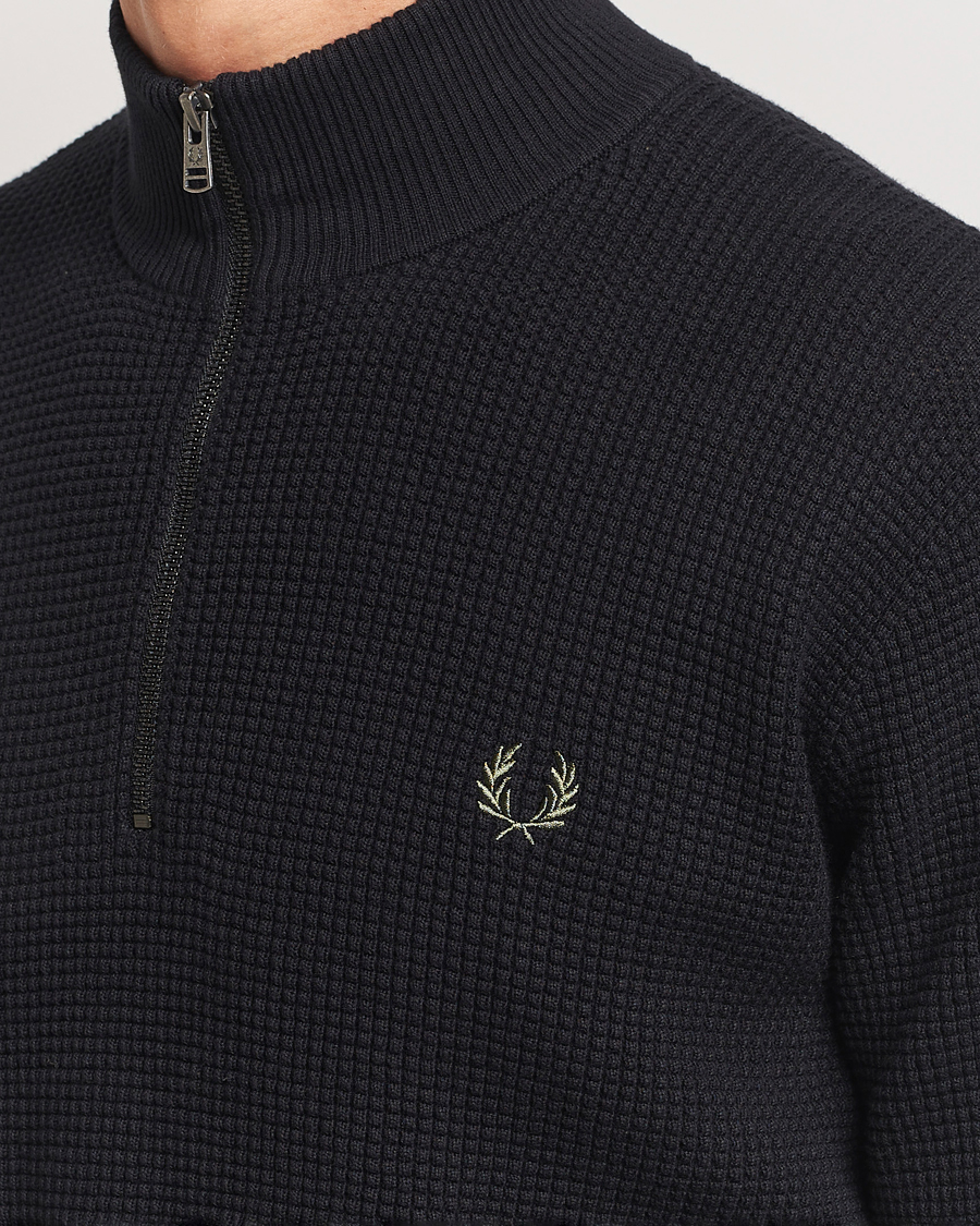 Homme | Pulls Et Tricots | Fred Perry | Waffle Stitch Half Zip Black
