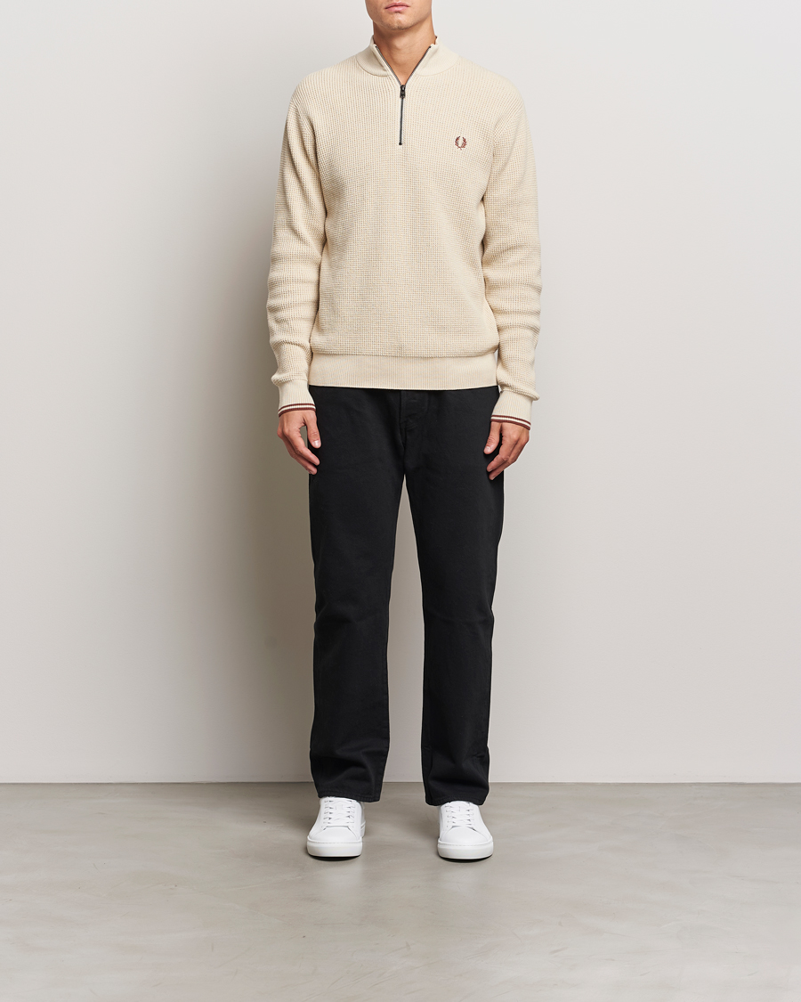 Homme | Pulls Et Tricots | Fred Perry | Waffle Stitch Half Zip Oatmeal