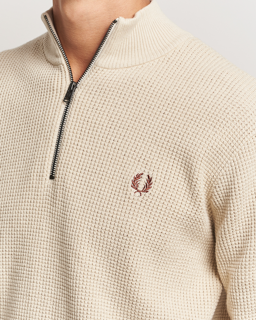 Homme | Pulls Et Tricots | Fred Perry | Waffle Stitch Half Zip Oatmeal
