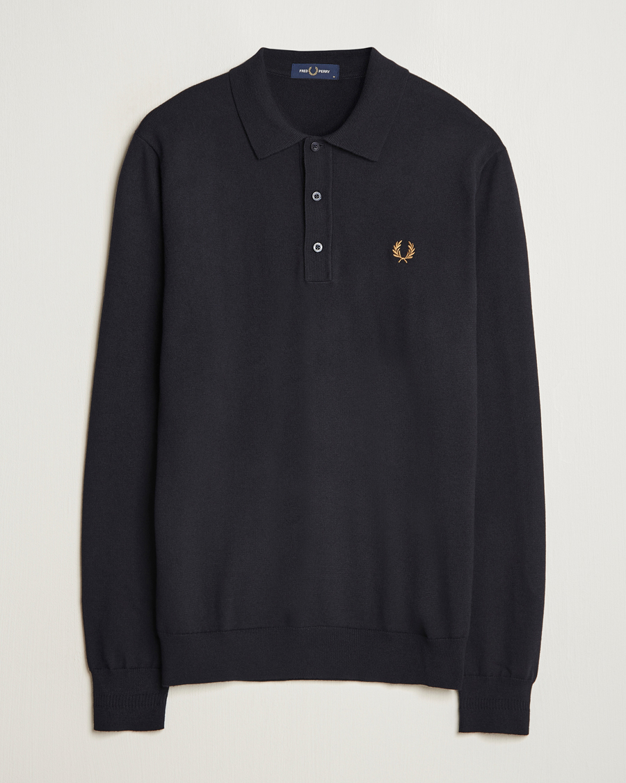 Homme | Pulls Et Tricots | Fred Perry | Knitted Long Sleeve Polo Navy
